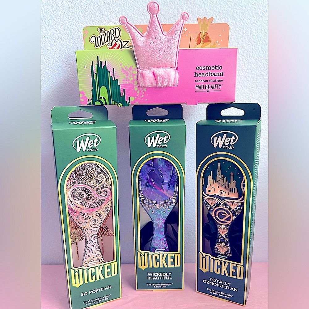 3 Pack Wet Brush Wicked Collection w/Accessories + Bonus Headband 💚New🩷